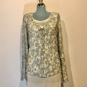 Allen B Bell Sleeve Top - Blue Paisley